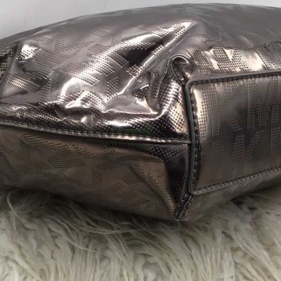 Michael Kors Metallic Bronze Monogram Print Shoulder Bag - Picture 7 of 11
